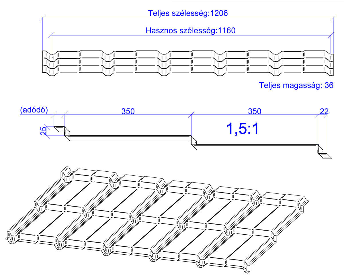 zplus Metal roofing tile section